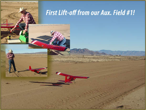 Eric's Kadet rises from the soil at Aux. Field #1... the first flight!