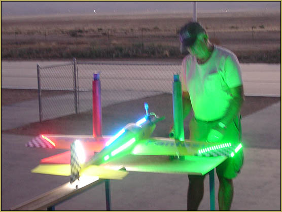 MT Bob sets-up for his first flight... the RC Night-Flight at the Golden Eagles RC Club event!!