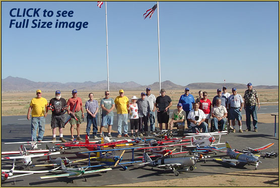 The whole gang and a bunch of models at the Kingman Golden Eagles RC Club 4th of July event!