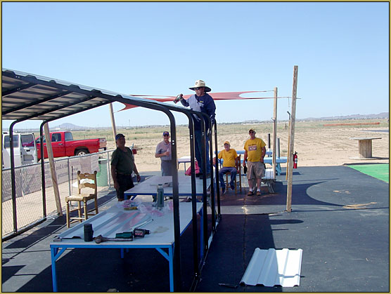 A new shade structure is assembled at the Kingman Golden Eagles RC Club field!